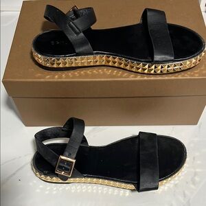 Black and Gold Studded Sandals